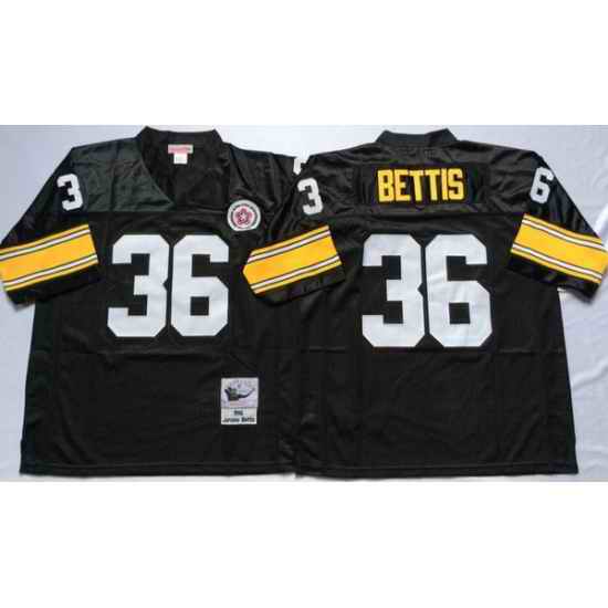 Men Pittsburgh Steelers 36 Jerome Bettis Black M&N Throwback Jersey